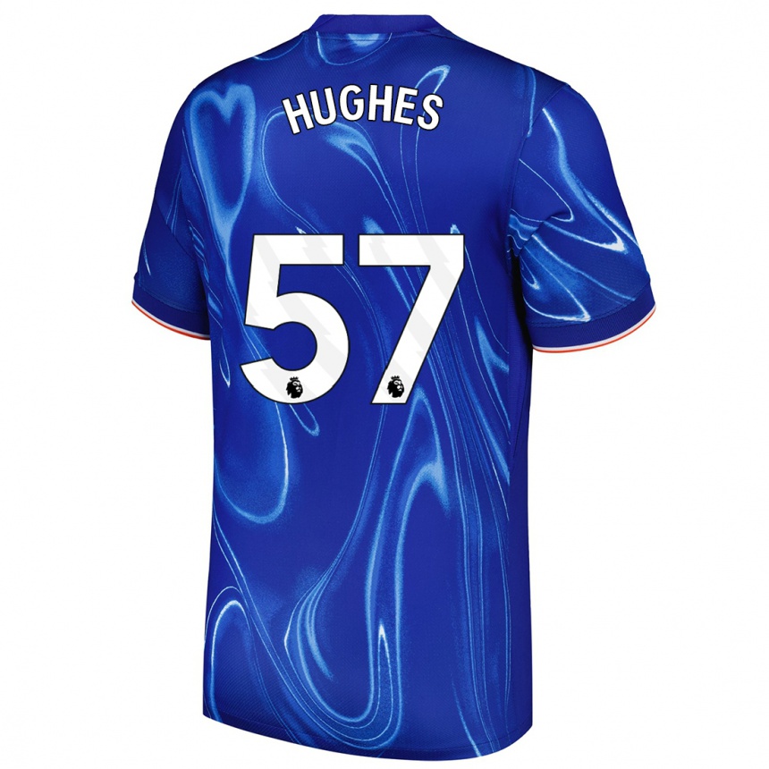 Kids Football Brodi Hughes #57 Blue White Home Jersey 2024/25 T-Shirt Uk