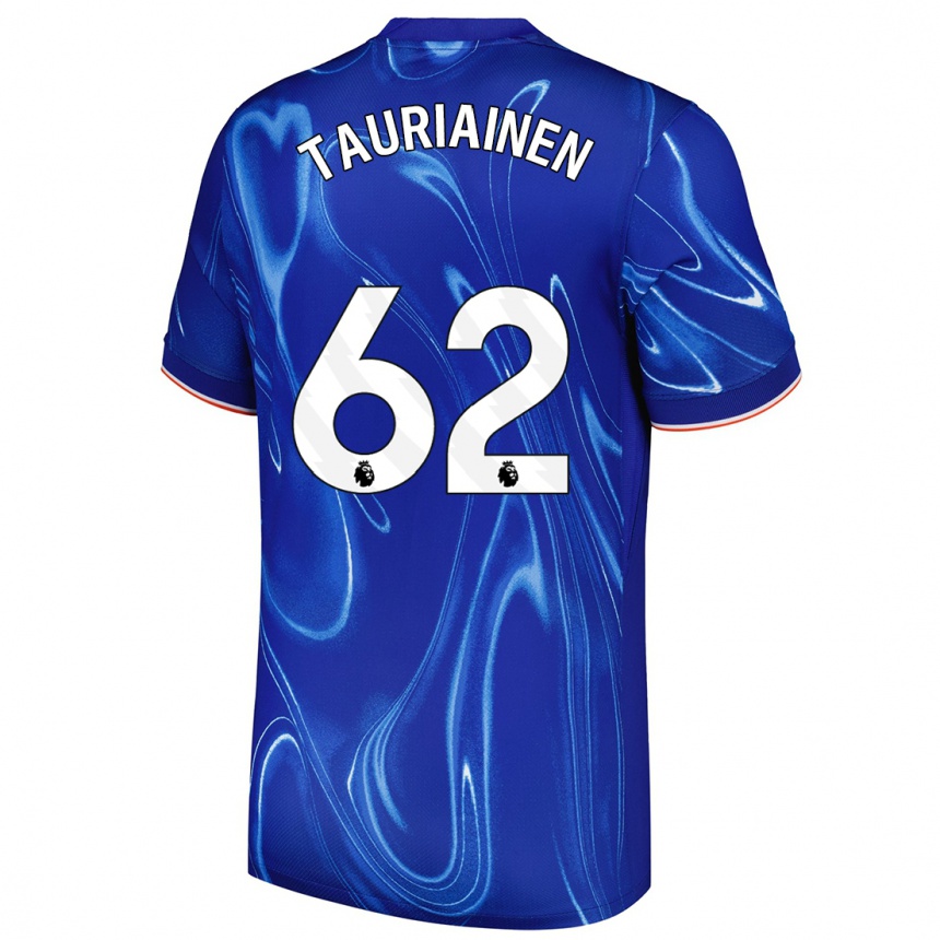 Kids Football Jimi Tauriainen #62 Blue White Home Jersey 2024/25 T-Shirt Uk