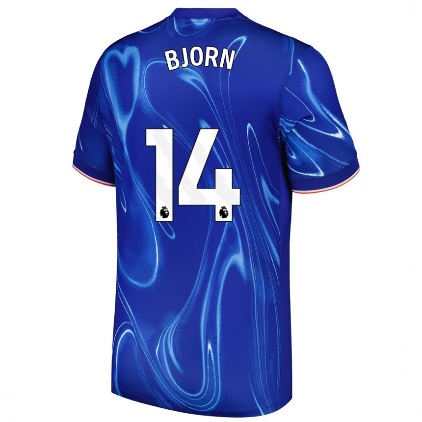 Kids Football Nathalie Björn #14 Blue White Home Jersey 2024/25 T-Shirt Uk