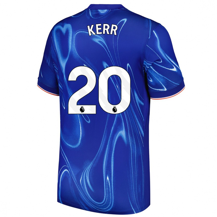 Kids Football Sam Kerr #20 Blue White Home Jersey 2024/25 T-Shirt Uk