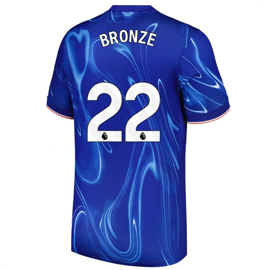 Kids Football Lucy Bronze #22 Blue White Home Jersey 2024/25 T-Shirt Uk