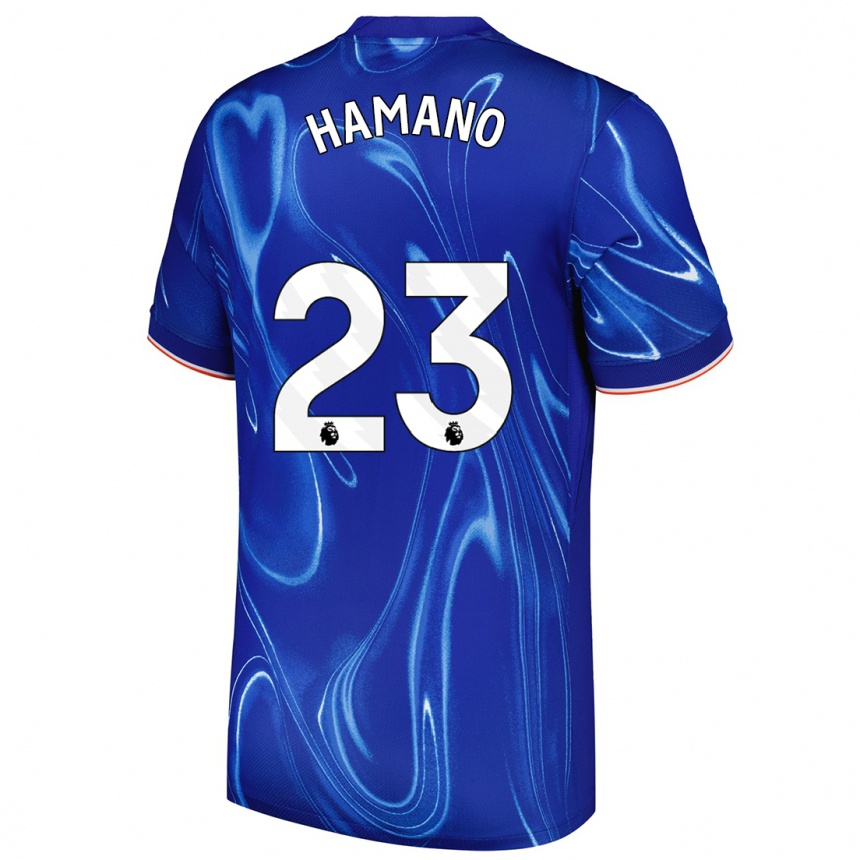 Kids Football Maika Hamano #23 Blue White Home Jersey 2024/25 T-Shirt Uk