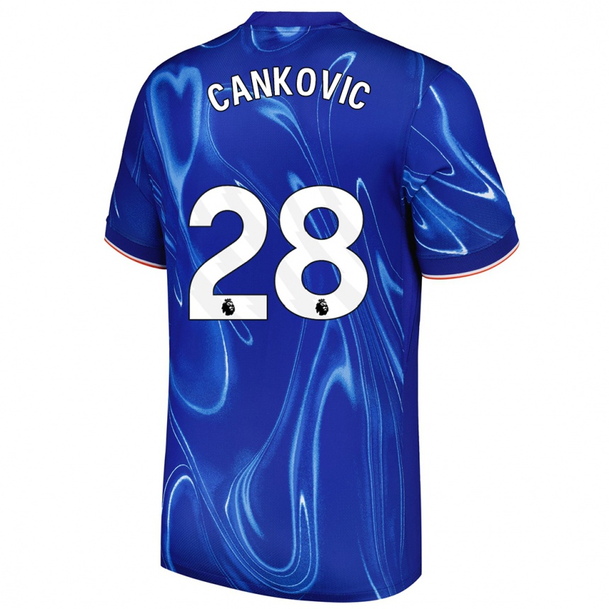 Kids Football Jelena Čanković #28 Blue White Home Jersey 2024/25 T-Shirt Uk