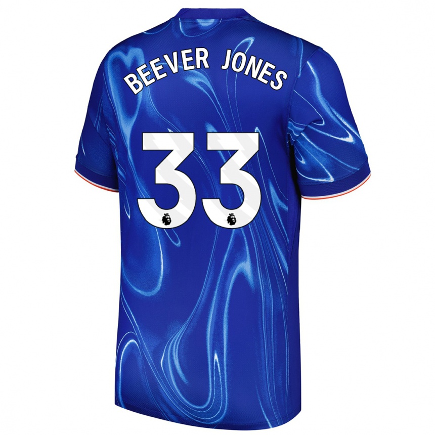 Kids Football Aggie Beever-Jones #33 Blue White Home Jersey 2024/25 T-Shirt Uk