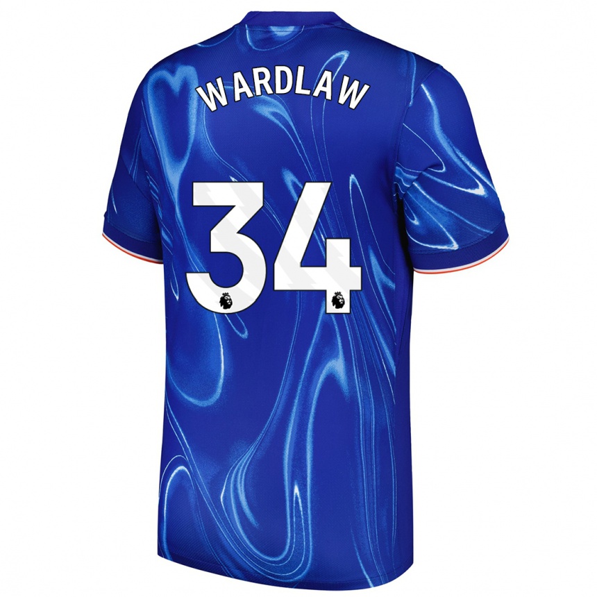 Kids Football Charlotte Wardlaw #34 Blue White Home Jersey 2024/25 T-Shirt Uk