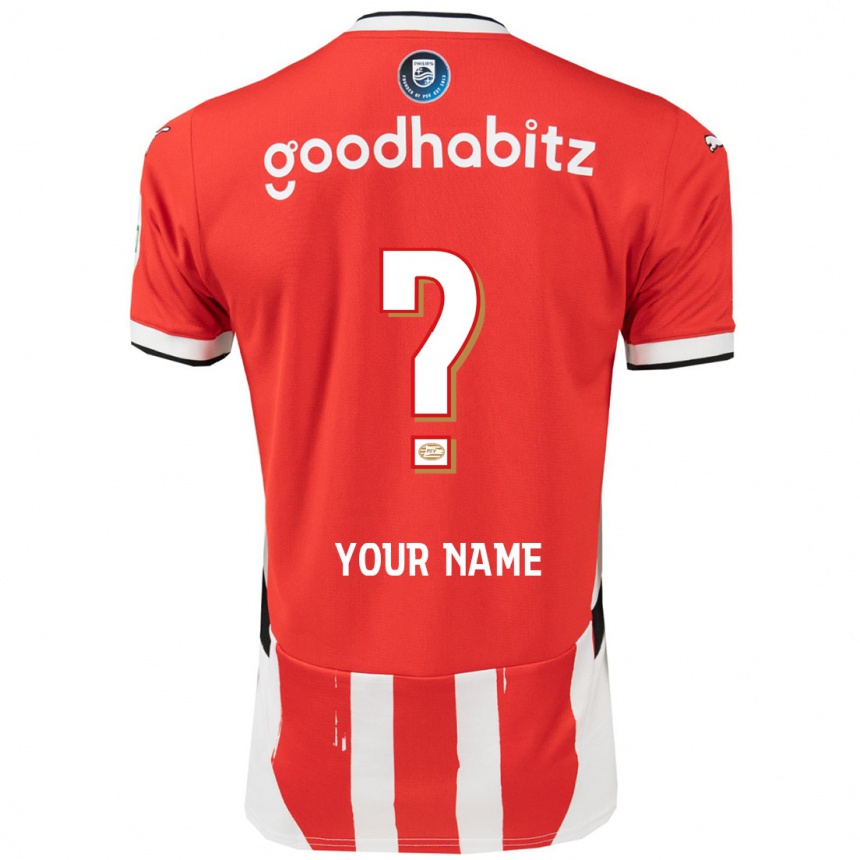 Kids Football Your Name #0 Red White Home Jersey 2024/25 T-Shirt Uk