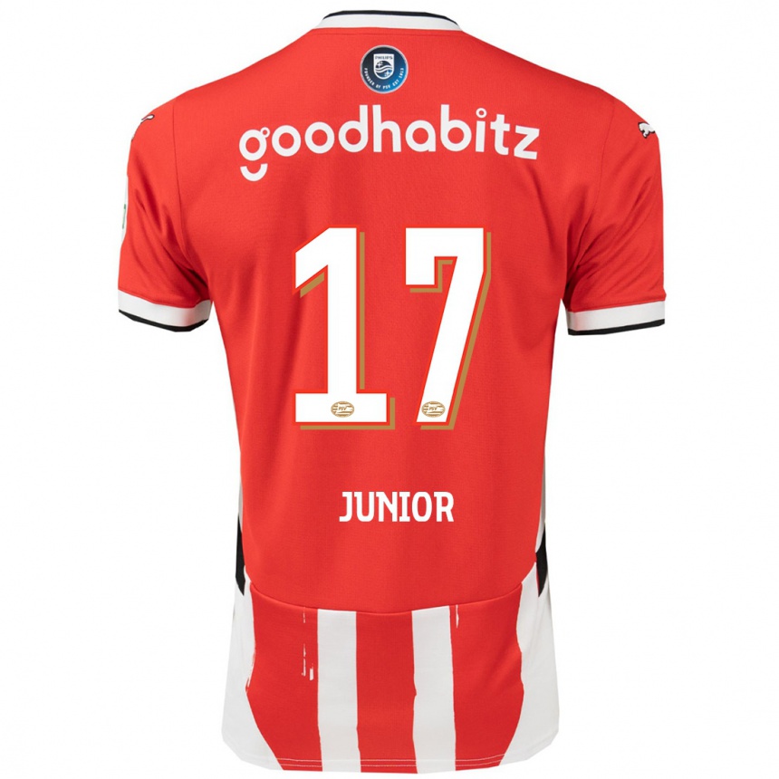 Kids Football Mauro Júnior #17 Red White Home Jersey 2024/25 T-Shirt Uk