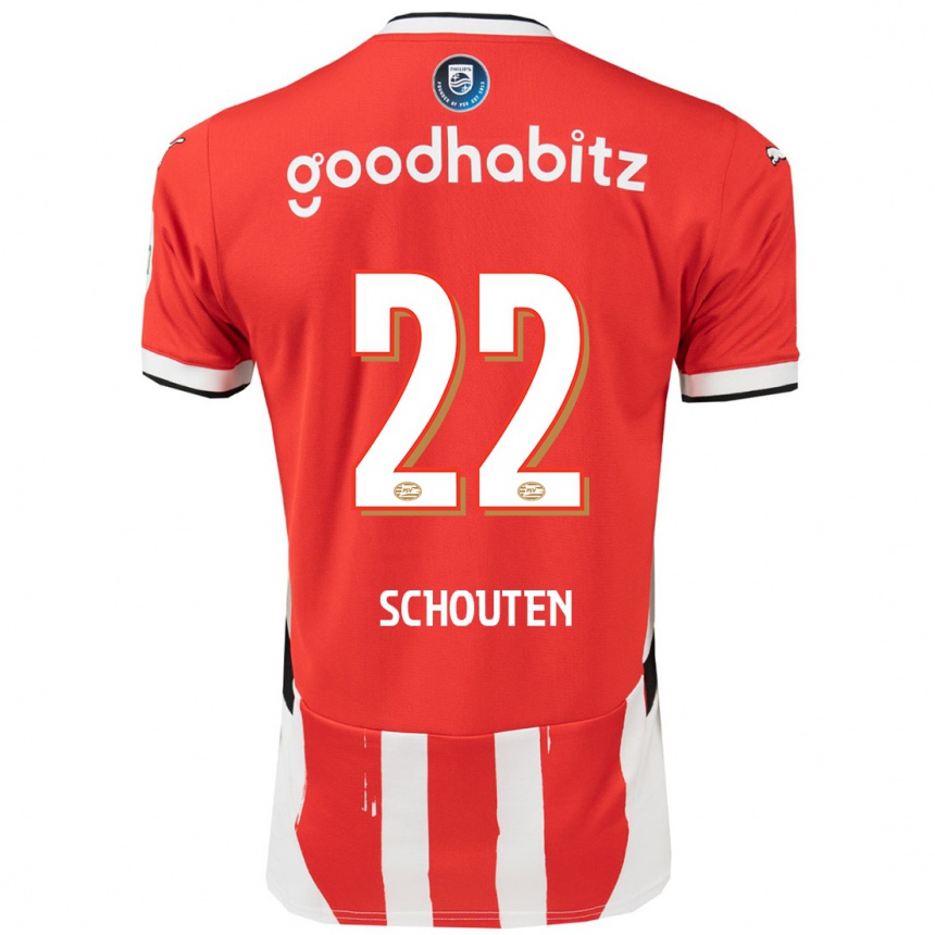 Kids Football Jerdy Schouten #22 Red White Home Jersey 2024/25 T-Shirt Uk