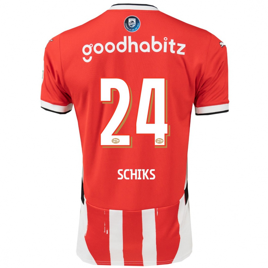 Kids Football Niek Schiks #24 Red White Home Jersey 2024/25 T-Shirt Uk