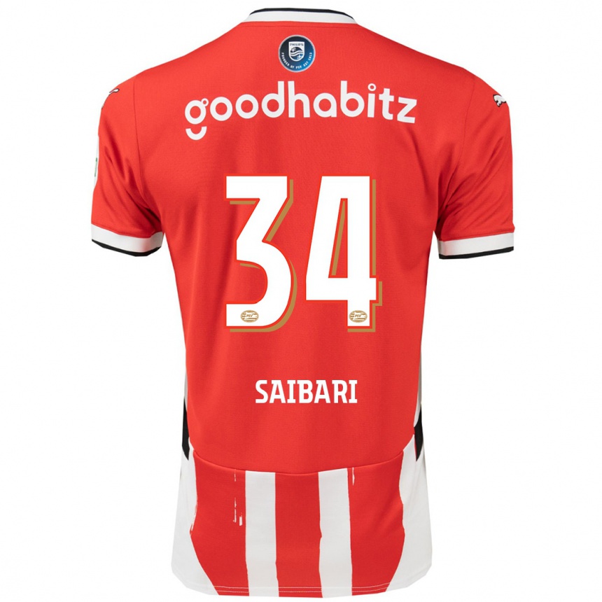 Kids Football Ismael Saibari #34 Red White Home Jersey 2024/25 T-Shirt Uk