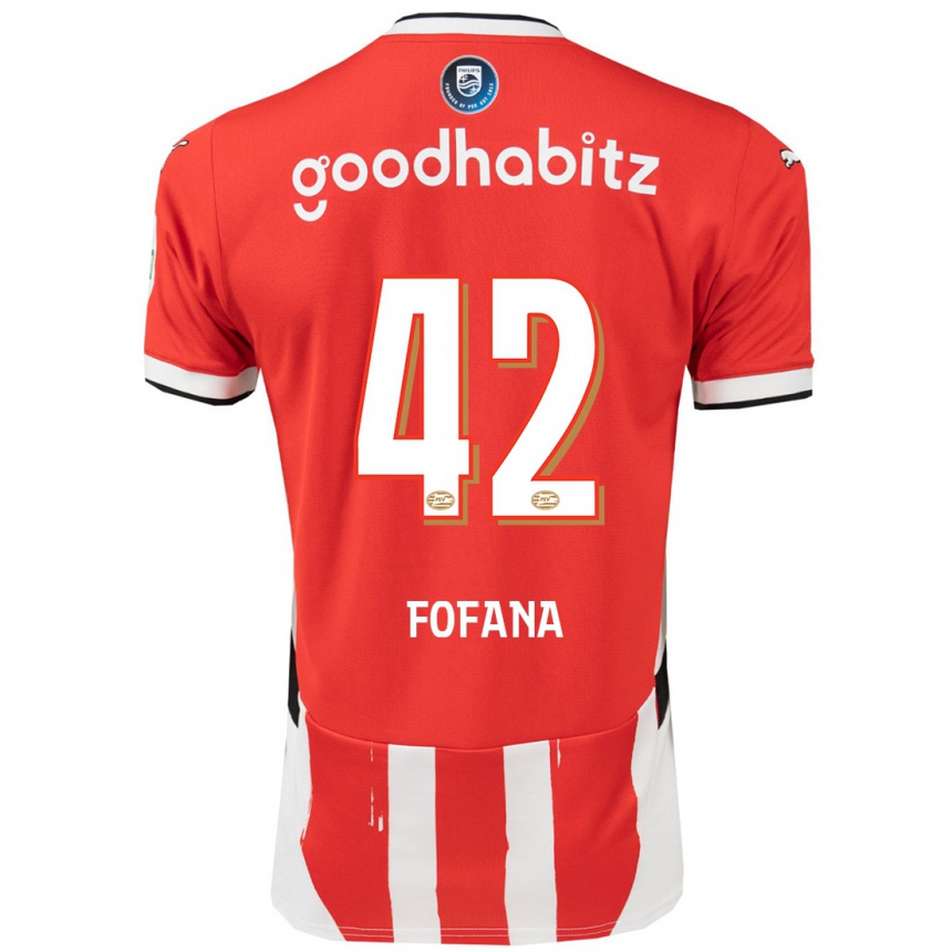 Kids Football Fode Fofana #42 Red White Home Jersey 2024/25 T-Shirt Uk