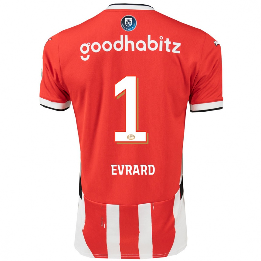 Kids Football Nicky Evrard #1 Red White Home Jersey 2024/25 T-Shirt Uk