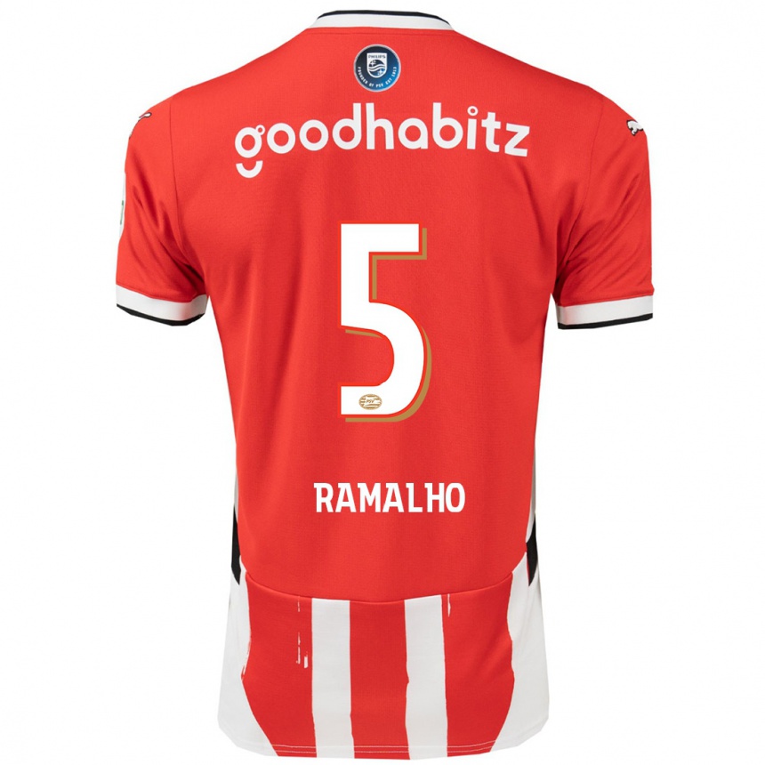 Kids Football André Ramalho #5 Red White Home Jersey 2024/25 T-Shirt Uk