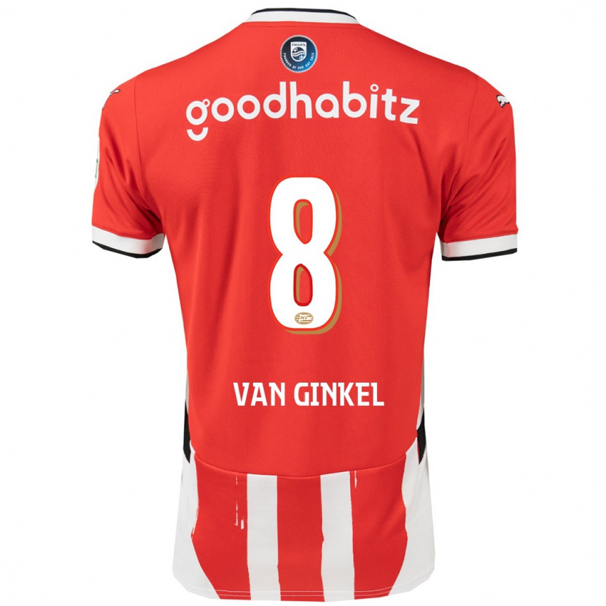 Kids Football Marco Van Ginkel #8 Red White Home Jersey 2024/25 T-Shirt Uk