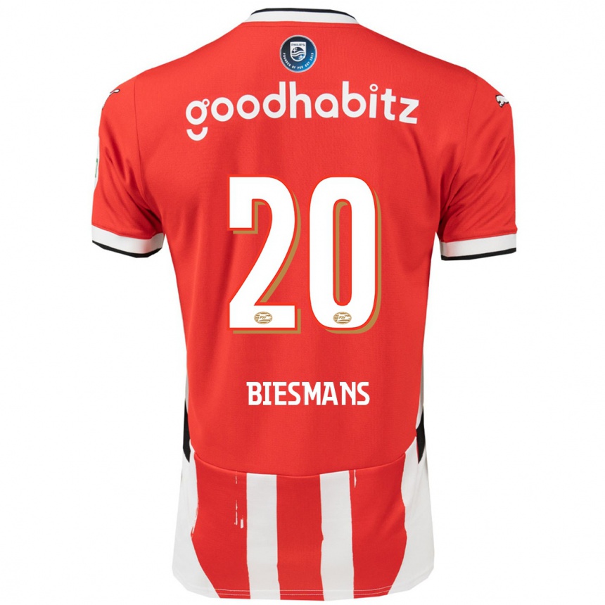 Kids Football Julie Biesmans #20 Red White Home Jersey 2024/25 T-Shirt Uk