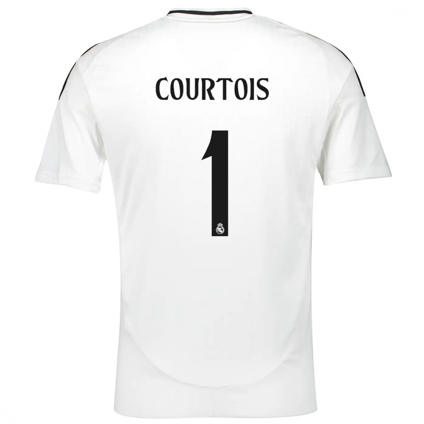 Kids Football Thibaut Courtois #1 White Home Jersey 2024/25 T-Shirt Uk