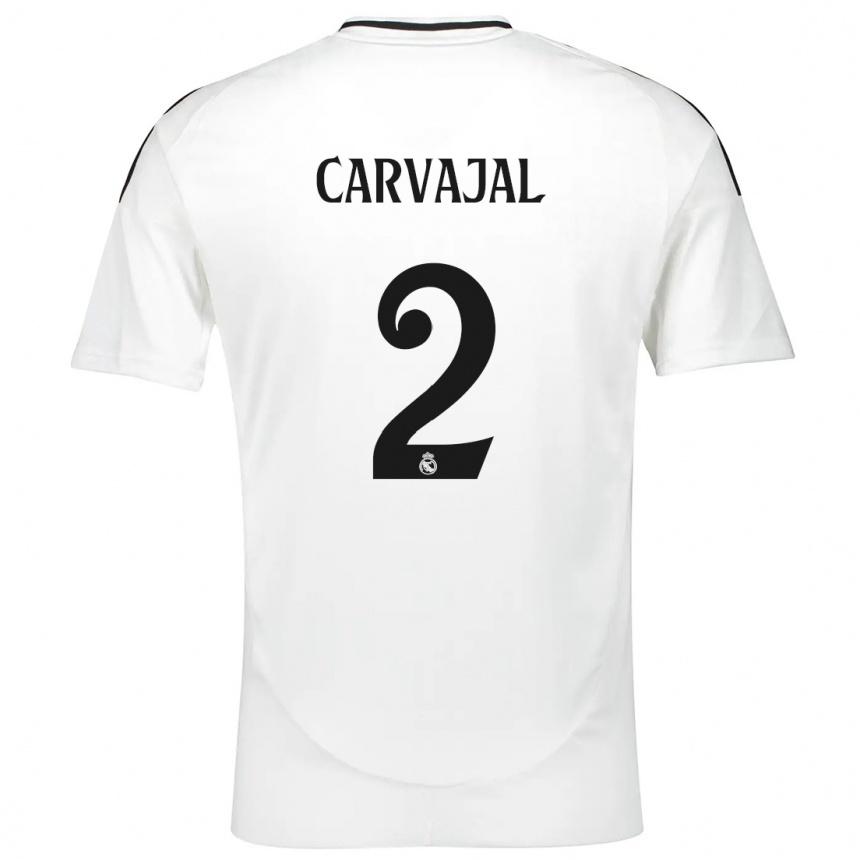 Kids Football Daniel Carvajal #2 White Home Jersey 2024/25 T-Shirt Uk