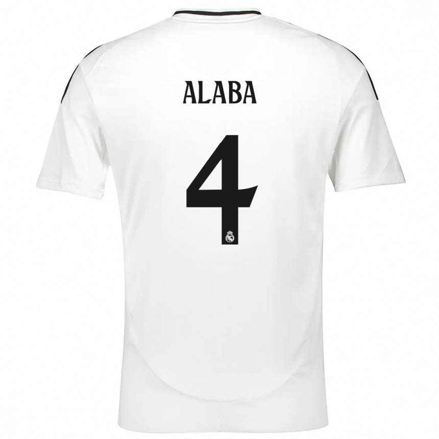 Kids Football David Alaba #4 White Home Jersey 2024/25 T-Shirt Uk