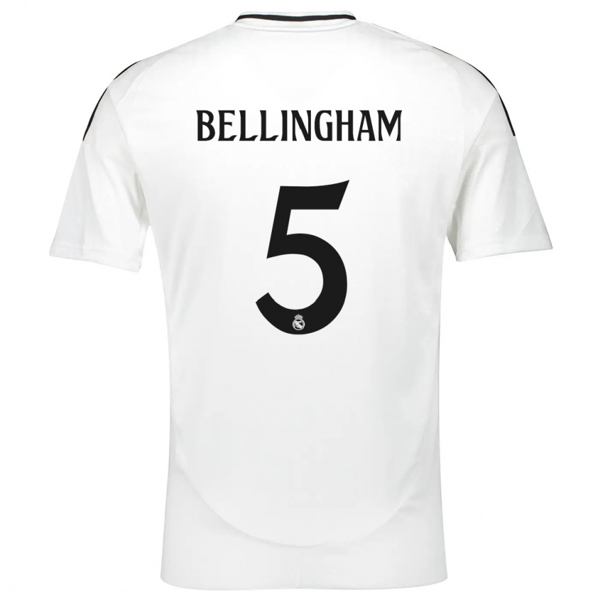 Kids Football Jude Bellingham #5 White Home Jersey 2024/25 T-Shirt Uk