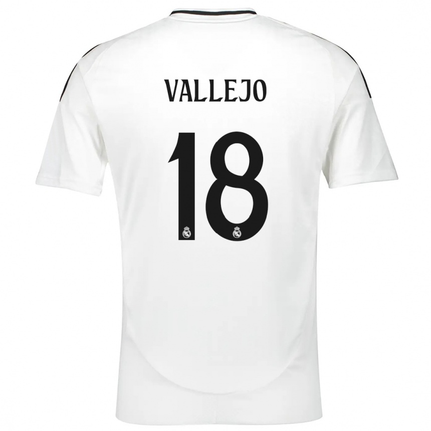 Kids Football Jesus Vallejo #18 White Home Jersey 2024/25 T-Shirt Uk