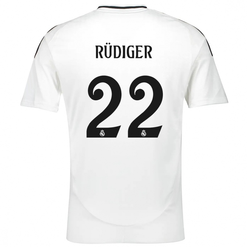 Kids Football Antonio Rudiger #22 White Home Jersey 2024/25 T-Shirt Uk