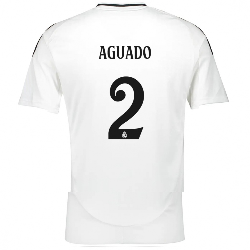 Kids Football Lorenzo Aguado #2 White Home Jersey 2024/25 T-Shirt Uk