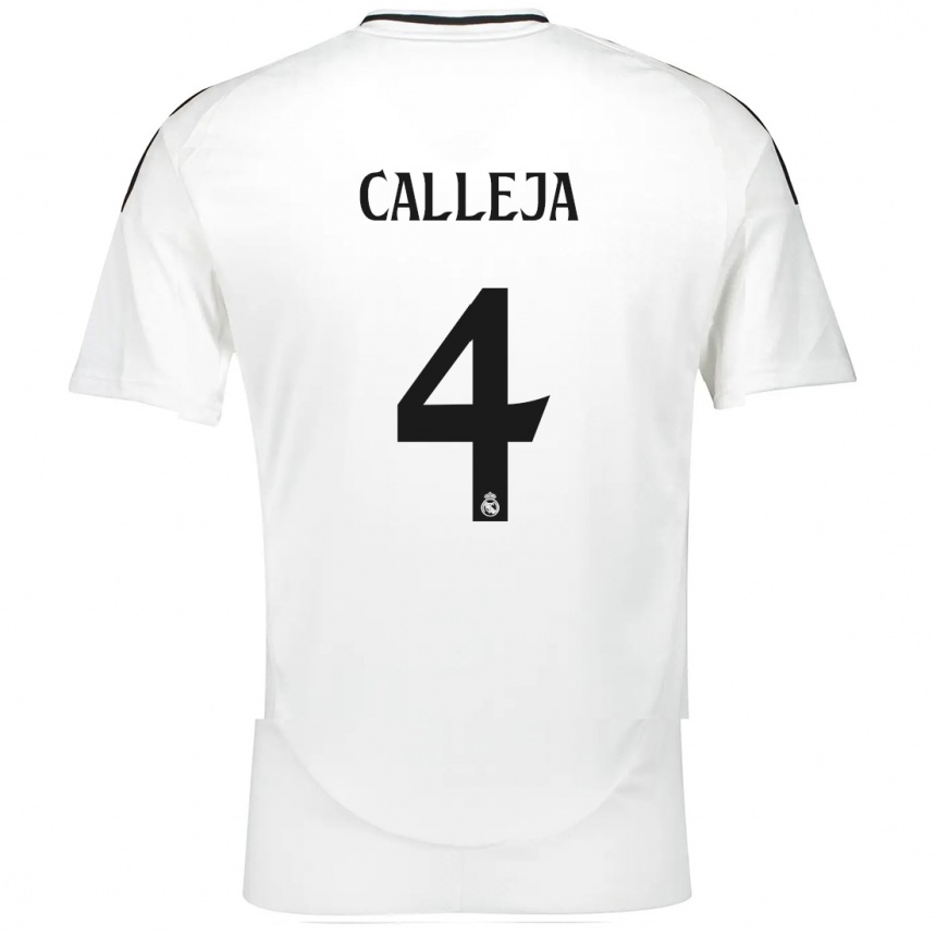 Kids Football Jaime Calleja #4 White Home Jersey 2024/25 T-Shirt Uk