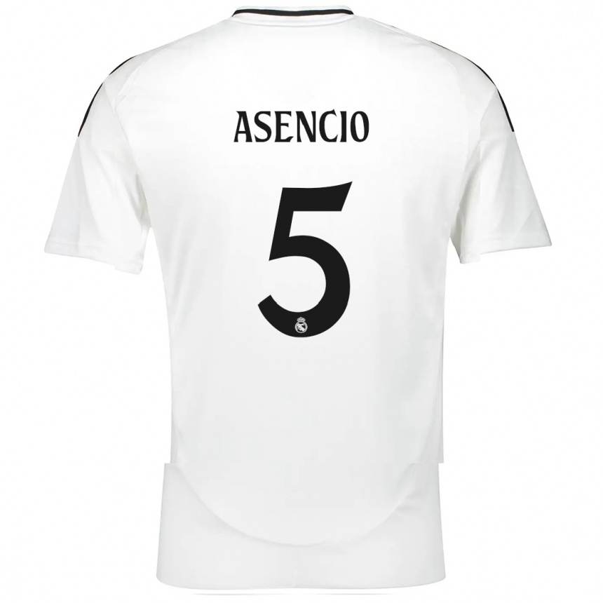 Kids Football Raul Asencio #5 White Home Jersey 2024/25 T-Shirt Uk