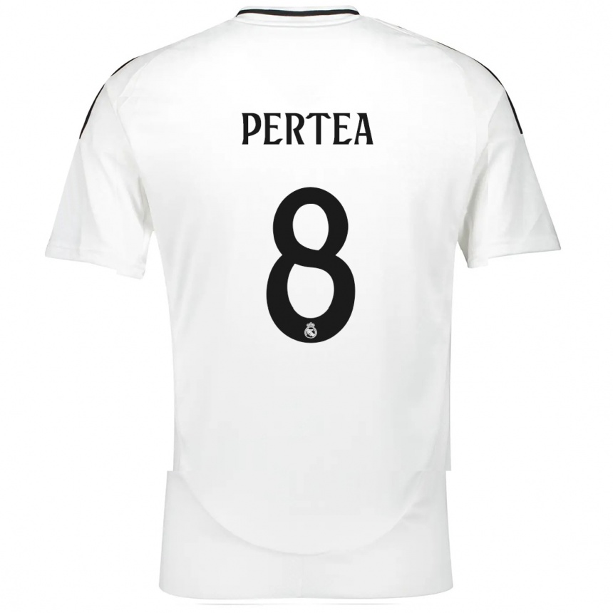 Kids Football Raul Pertea #8 White Home Jersey 2024/25 T-Shirt Uk