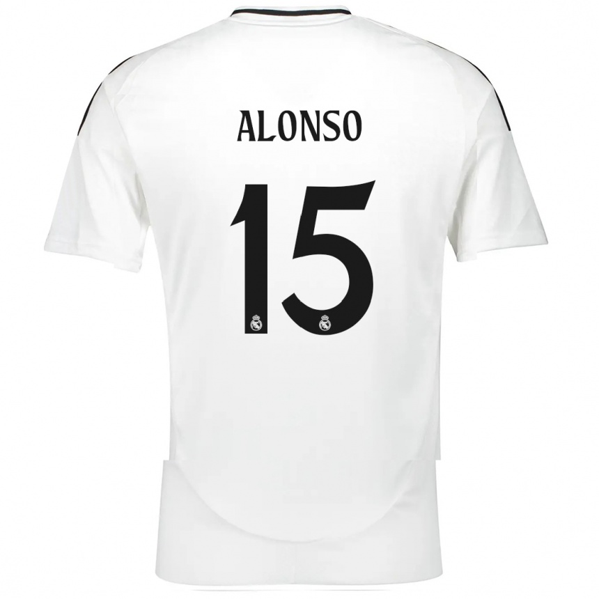 Kids Football Borja Alonso #15 White Home Jersey 2024/25 T-Shirt Uk