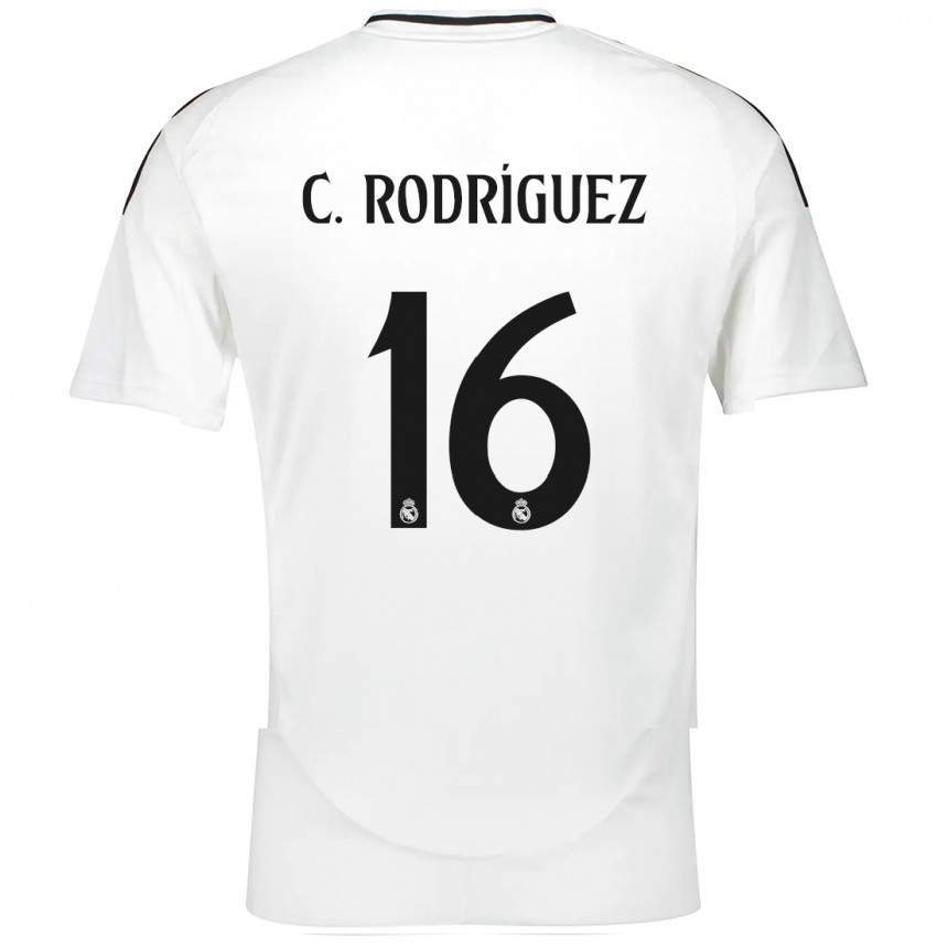 Kids Football Carlos Rodríguez #16 White Home Jersey 2024/25 T-Shirt Uk