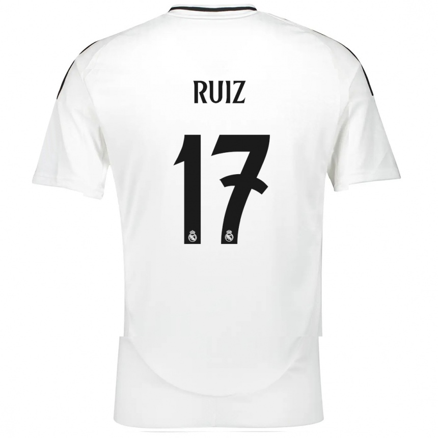 Kids Football David Ruiz #17 White Home Jersey 2024/25 T-Shirt Uk