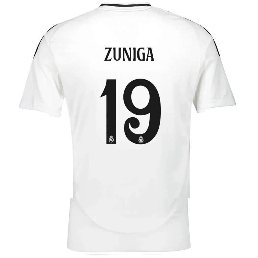 Kids Football Loren Zúñiga #19 White Home Jersey 2024/25 T-Shirt Uk