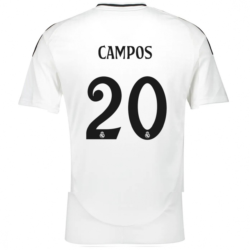 Kids Football Andrés Campos #20 White Home Jersey 2024/25 T-Shirt Uk