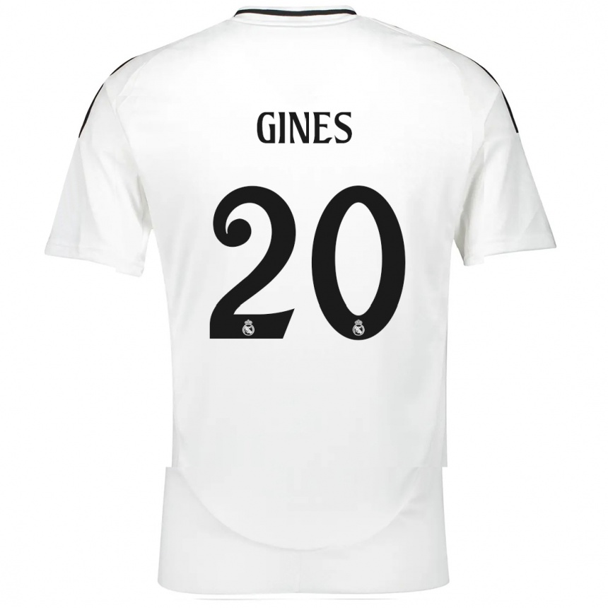 Kids Football Alvaro Gines #20 White Home Jersey 2024/25 T-Shirt Uk