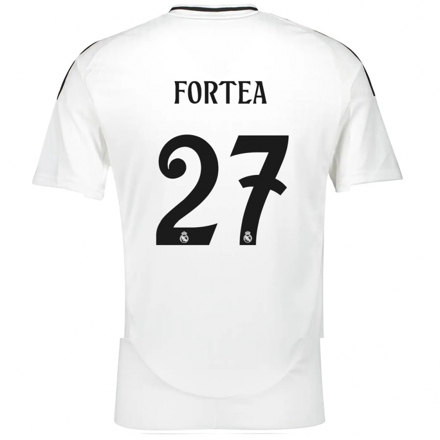 Kids Football Jesús Fortea #27 White Home Jersey 2024/25 T-Shirt Uk