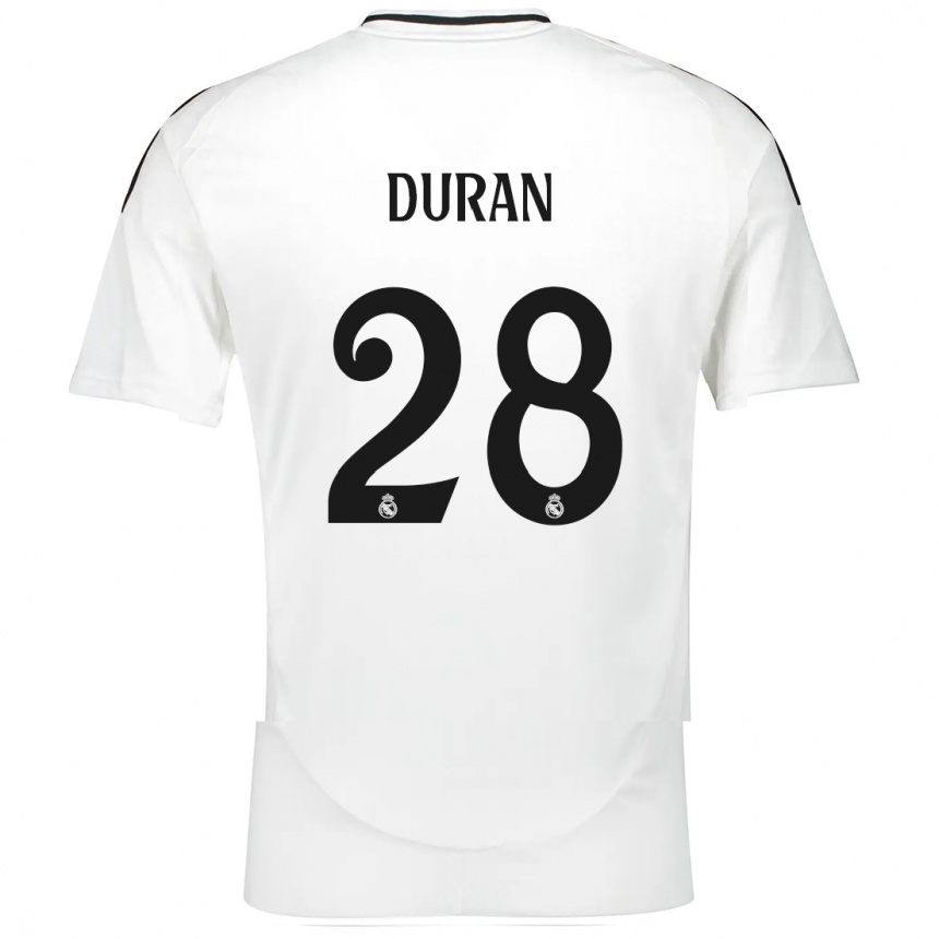 Kids Football Pol Duran #28 White Home Jersey 2024/25 T-Shirt Uk