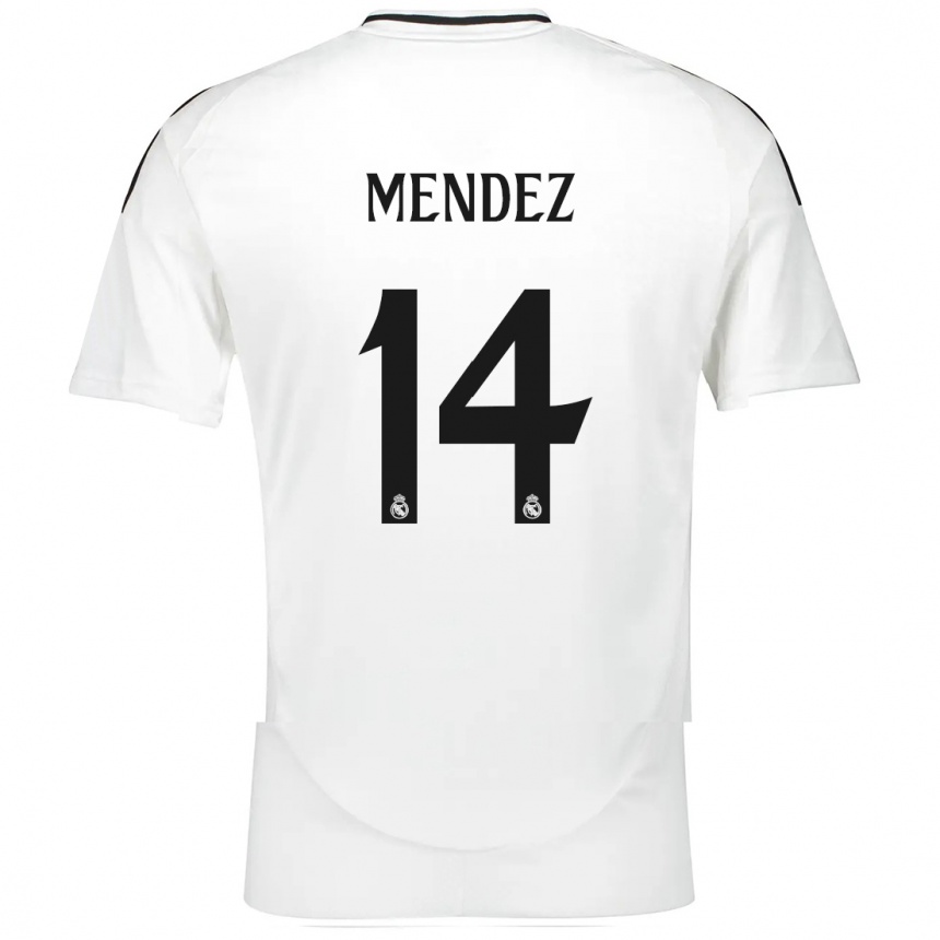 Kids Football María Méndez #14 White Home Jersey 2024/25 T-Shirt Uk