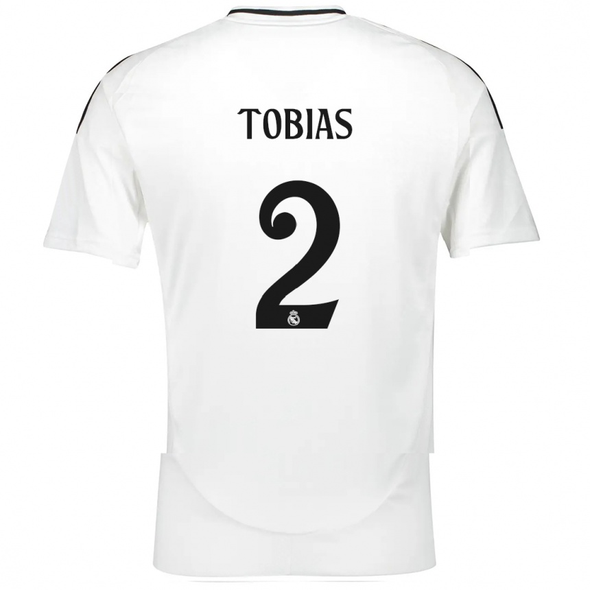 Kids Football Vinícius Tobias #2 White Home Jersey 2024/25 T-Shirt Uk