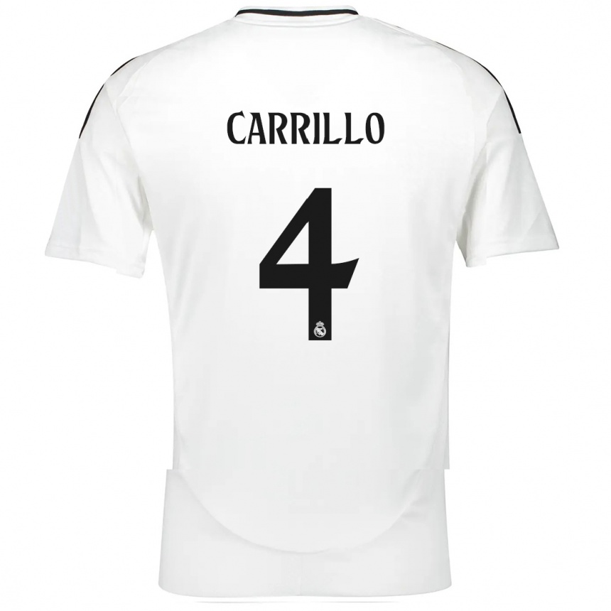 Kids Football Álvaro Carrillo #4 White Home Jersey 2024/25 T-Shirt Uk