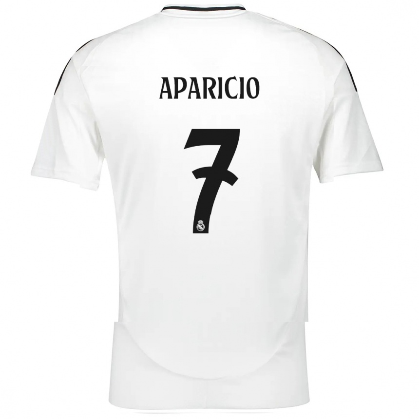 Kids Football Esteban Aparicio #7 White Home Jersey 2024/25 T-Shirt Uk