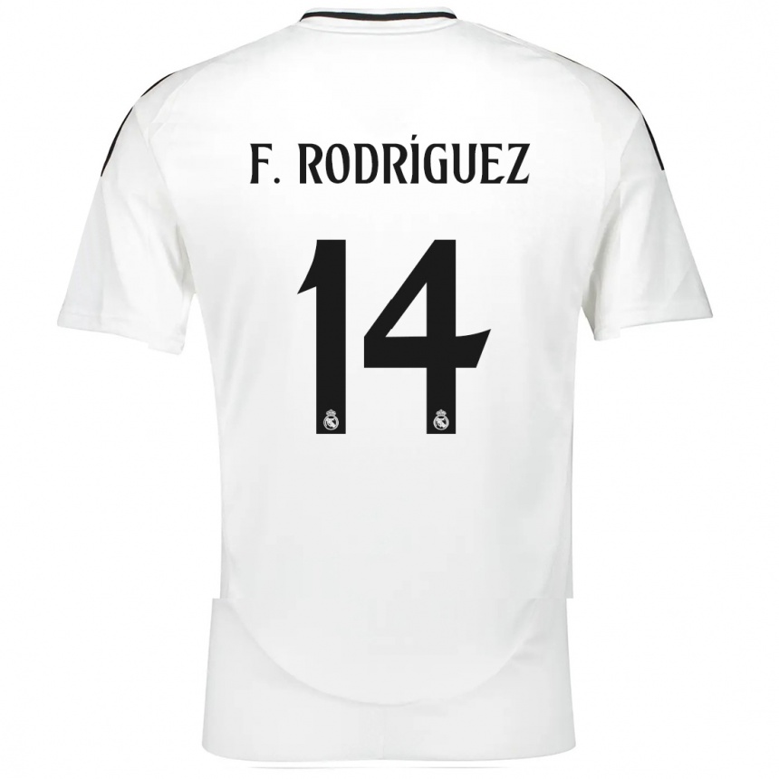 Kids Football Fer Rodríguez #14 White Home Jersey 2024/25 T-Shirt Uk