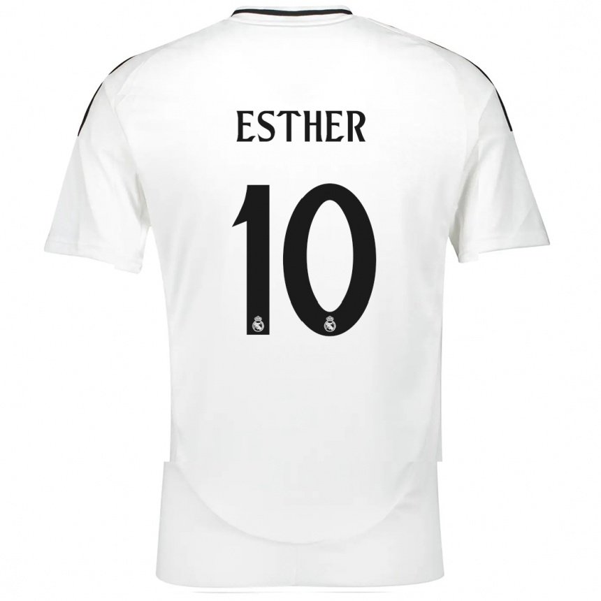 Kids Football Esther Gonzalez #10 White Home Jersey 2024/25 T-Shirt Uk