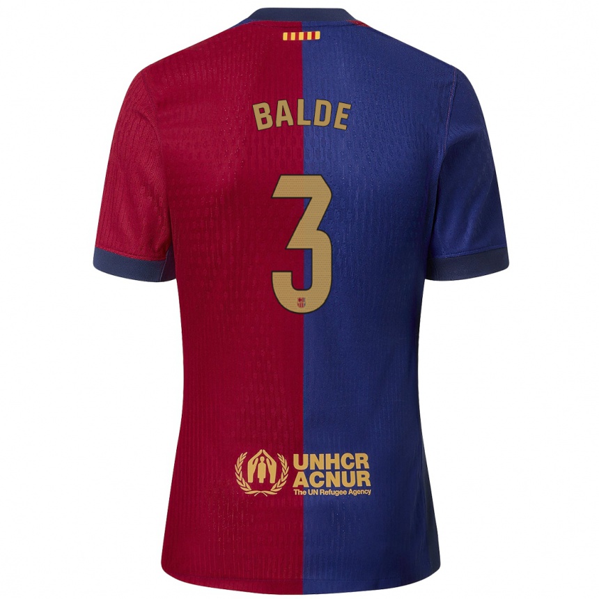 Kids Football Alejandro Balde #3 Blue Red Home Jersey 2024/25 T-Shirt Uk