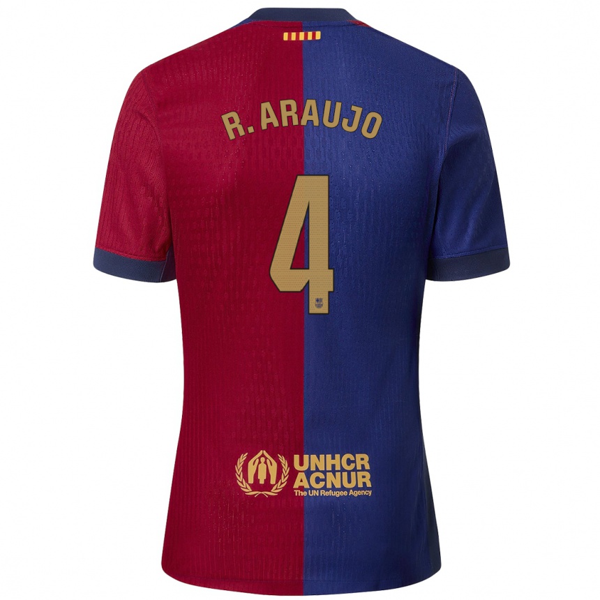 Kids Football Ronald Araujo #4 Blue Red Home Jersey 2024/25 T-Shirt Uk