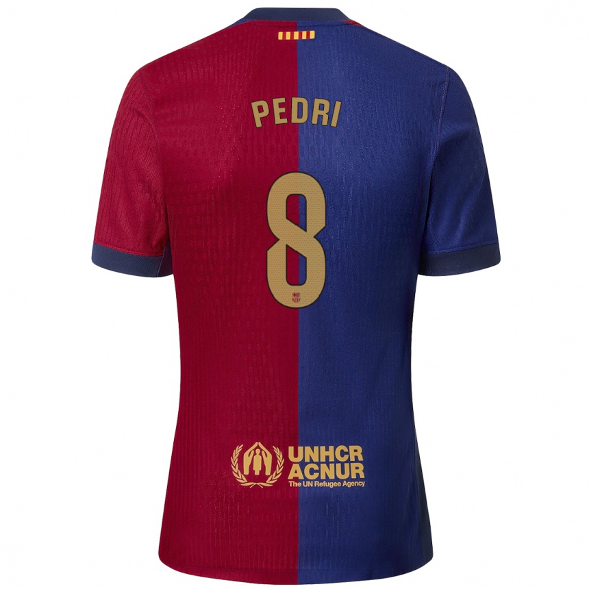 Kids Football Pedri #8 Blue Red Home Jersey 2024/25 T-Shirt Uk