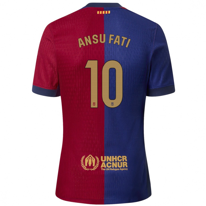 Kids Football Ansu Fati #10 Blue Red Home Jersey 2024/25 T-Shirt Uk