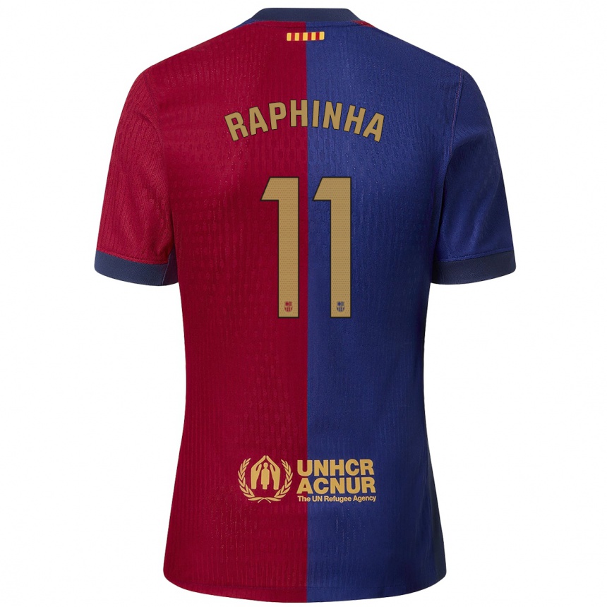 Kids Football Raphinha #11 Blue Red Home Jersey 2024/25 T-Shirt Uk