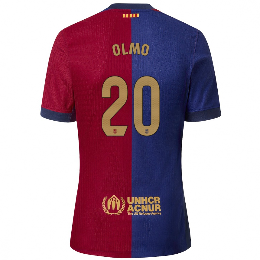 Kids Football Dani Olmo #20 Blue Red Home Jersey 2024/25 T-Shirt Uk