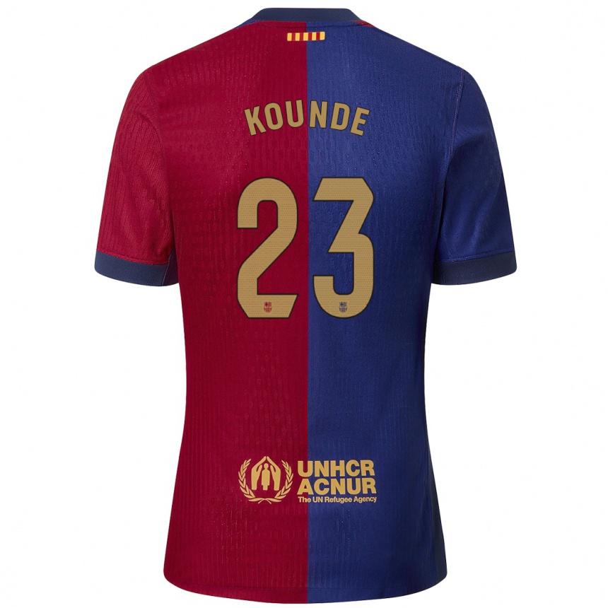 Kids Football Jules Kounde #23 Blue Red Home Jersey 2024/25 T-Shirt Uk